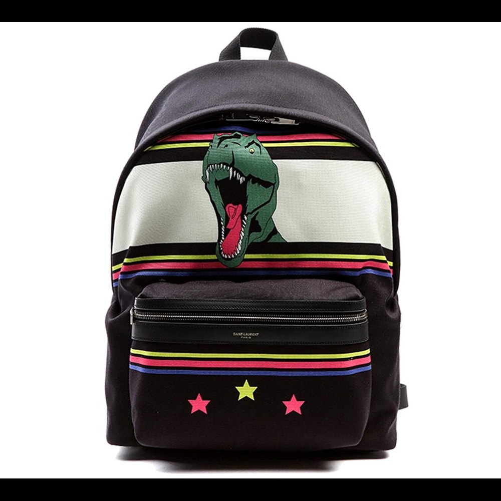 City Multicolor Dinosaur Printed Twill and Leather